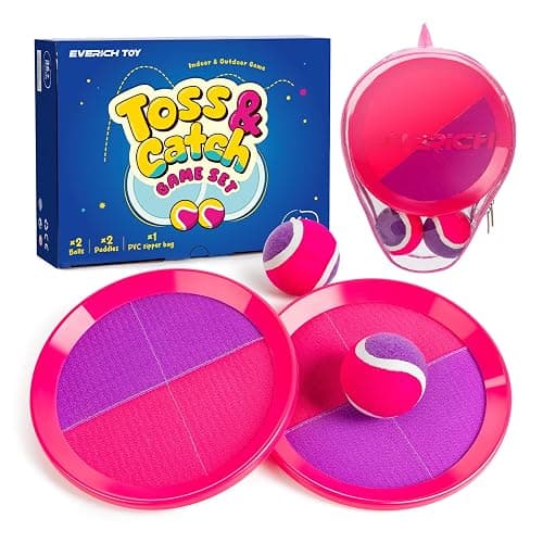 EVERICH TOY Upgraded Toss and Catch Ball Game Set, Kids Toy Stocking Stuffers for Boys Girls Ages 3-12, Includes 2 Paddles 2 Sticky Balls, Water-Resistant Indoor Outdoor Toy for Beach Pool Yard - Image 1