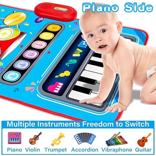 Baby Toys for 1 Year Old: Baby Musical Mat Toddler Toys Age 1-2 - 2 in 1 Piano Drum Babies Play Mat - Infant Music Toy 12-18 Months Babies Birthday Valentines Gifts for 1 2 3 Year Old Boys Girls thumbnail 3
