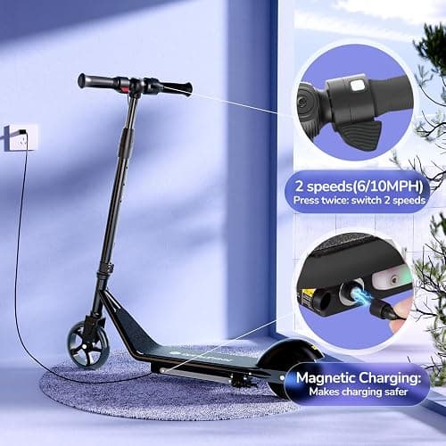 isinwheel S2 Electric Scooter for Kids Ages 6-12, 150W Motor, Adjustable Height, 2 Speeds Adjustable, Colorful Lights, Double Brake, Kids Electric Scooter with Magnetic Charging, Ideal Gifts for Kid thumbnail 2