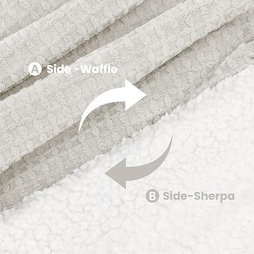 blunique Heated Blanket Electric Blanket Queen Waffle, 84x90 Inches Dual Controllers Sherpa Fleece Fast Heating Blanket 6 Heating Levels & 10 Hours Auto Off ETL Certification,Beige Queen thumbnail 8