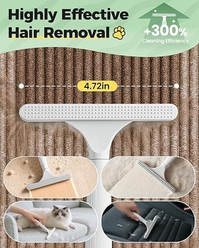 Carpet Rake for Pet Hair Removal Tool - 4 in 1 Pet Hair Remover Kit for Dog Cat Fur Remover, Contain 60" Adjustable Rubber Broom, Glove, Magic Brush and Scraper for Furniture,Short Pile Carpets, Mats thumbnail 5