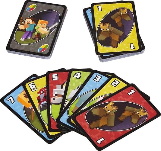 Mattel Games UNO Card Game, Gifts for Kids and Family Night, Themed to Minecraft Video Game, Travel Games, Storage Tin Box (Amazon Exclusive) thumbnail 6
