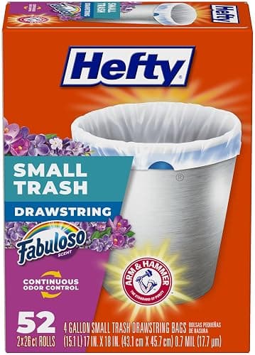 Hefty Small Trash Bags, Fabuloso Scent, 4 Gallon, 52 Count - Fabuloso - 52 Count (Pack of 1) - Image 1