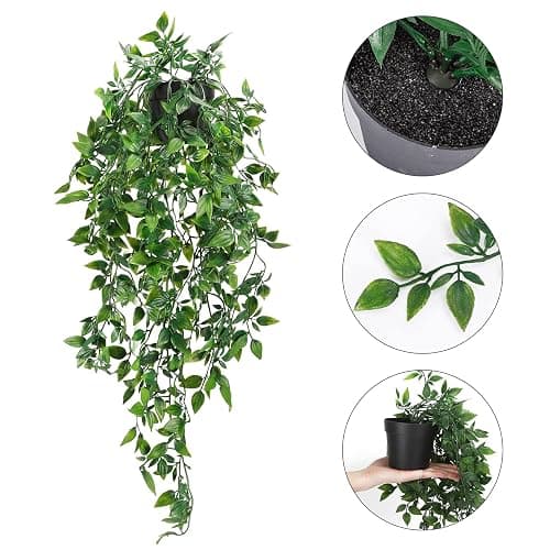Whonline 2pcs Fake Hanging Plants, Artificial Potted Plants for Indoor Outdoor Aesthetic Office Living Room Shelf Decor thumbnail 5