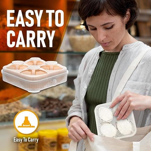 ZPU Egg Holder Camping, 1Pcs 4 Grid Egg Container, Plastic Egg Carrier for Camping Picnic Travel Outdoor Refrigerator Kitchen, Clear White thumbnail 6