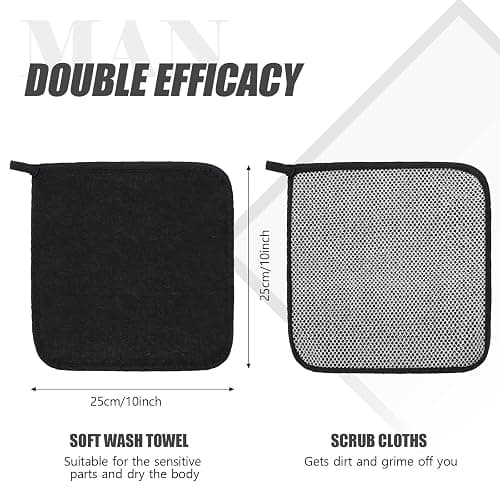 Tudomro 10 Pcs Exfoliating Washcloths Double Sided Man Wash Cloths Body Face Exfoliating Scrub Cloths for Shower Men Women(10 x 10 Inch,Black) thumbnail 5