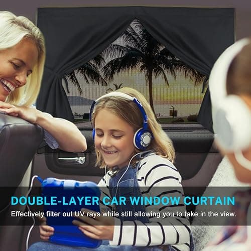 Car Window Shades, 2 PCS Magnetic Double Layer Auto Sun Shade for Side Windows Privacy Full Covers/Half Shade Options Back Car Window Curtains for Baby Protection thumbnail 3