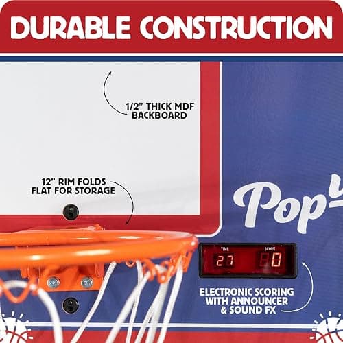 Pop-A-Shot - Pop-Up Game | Arcade Basketball Inside, Out, and On The Go | Infrared Sensor Scoring | 3 Balls | Foldable, Portable, Tote Bag Included thumbnail 5