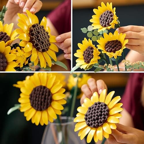LEGO Botanicals Sunflower Bouquet - Artificial Flowers Set for Adults - Faux Sunflowers & Eucalyptus Stems for Living Room or Bedroom Decor - DIY Gift Idea for Women - 11502 thumbnail 4