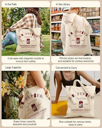 Miss Adola Aesthetic Tote Bag for Women- with Magnetic Buckle and Zipper Inner Pocket Cloth Cotton Canvas Tote Bags thumbnail 6