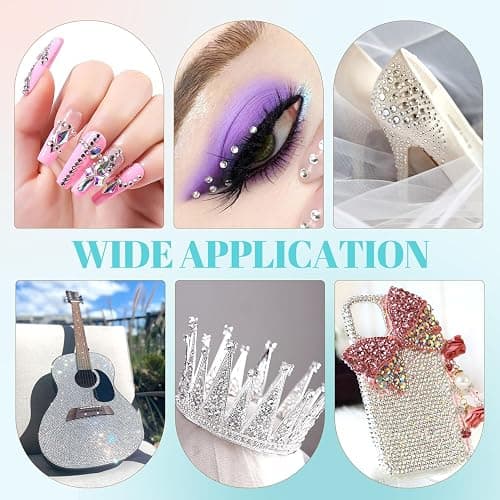 6100Pcs Resin Rhinestones for Crafting with 2Pcs 10ml B7000 Jewelry Glue, 1 Box Flatback Crystals Diamond (Clear) for Bedazzling Crafts DIY Nail Art Non Hotfix Gems for Clothing Shoes Tumblers - 1 Small Pack + 2Pc Glue - Clear thumbnail 6