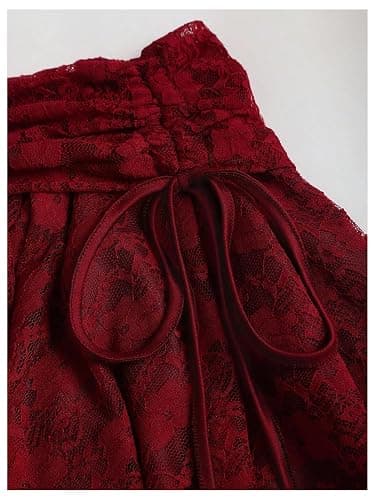 WDIRARA Women's BOH Lace Handkerchief Skirt | ruffle，drawstring tiered thumbnail 3