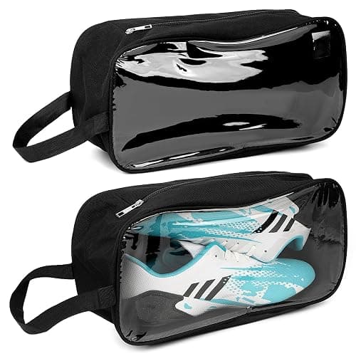Linkidea 2 Pack Soccer Shoe Carrying Bag, Soccer Cleats Storage Bag, Fit Up to US Men Size 13 Soccer Shoes, Compact Soccer Boots Duffle Bag with Water Resistant Design (Black) - Image 1