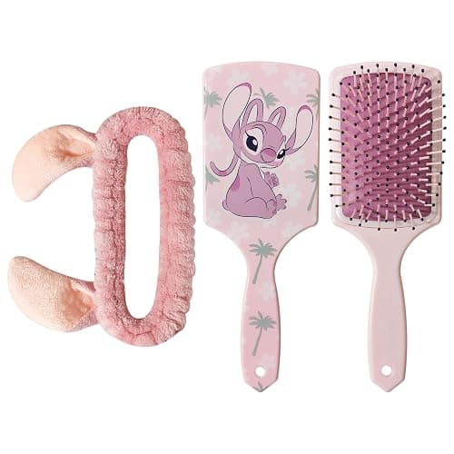 LUV HER Kids Disney Hair Brush & Spa Headband Set for Girls - Features Angel from Lilo and Stitch - Fun Grooming Kit for Detangling Styling - Soft & Stretchy One Size, Ages 3+ - Image 1