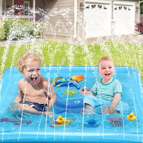 Growsland Splash Pad for Toddlers, Outdoor Sprinkler for Kids, 67" Summer Water Toys Inflatable Wading Baby Pool Fun Gifts for 3 4 5 6 7 8 9 Years Old Boy Girl Backyard Garden Lawn Outdoor Games thumbnail 7