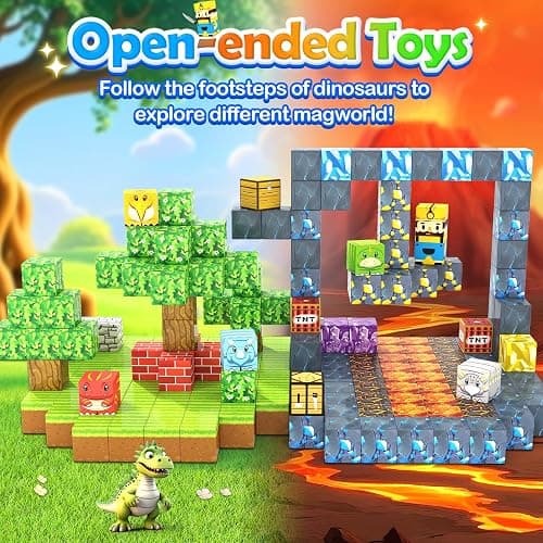 154PCS Dinosaur Toys Magnetic Blocks-Build Mine Magnet World Forest Mine Edition, Dino Adventure Magnetic Building Sensory STEM Kids Toys for Boys Age 3+,Magnet Games for Boys Girls 3-5 4-6 5-7 6-8 thumbnail 5