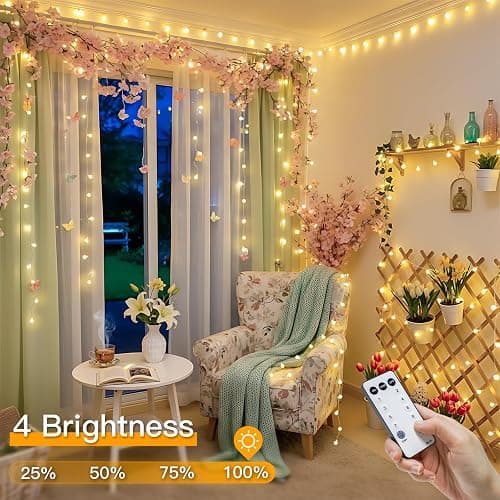 suddus String Lights for Bedroom, 33ft 100 Led Connectable Globe String Lights Indoor, Hanging Fairy Lights Plug in with Remote for Classroom, Room, Dorm, Outdoor, Christmas Tree Decor, Warm White thumbnail 8