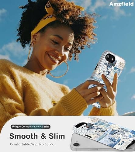 Amzfield Magnetic for iPhone 16e for iPhone 17e Case, Compatible with MagSafe, Aesthetic Summer Phone Case Cute Vintage Seashell Ocean Collage Women Scratch Resistant Shockproof Protective Girly Case thumbnail 6