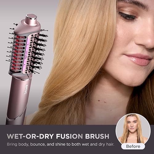 Shark FlexFusion Hair Straightener & Powerful Hair Dryer with Fusion Hair Brush, Ceramic Air Styler with Auto-Wrap Hair Curlers & Concentrator, Ceramic Plates, Cosmic Blush HD641S - Straight & Wavy Hair w/ Straightener thumbnail 6