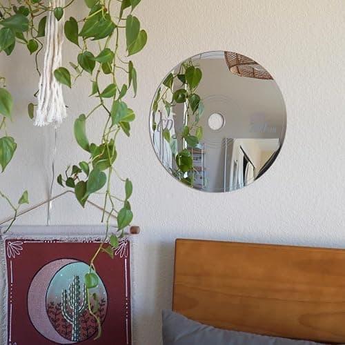 CD Mirror - Cute Music Decor 90s 2000s CD Disk Mirror Wall Decor - Unique Music Room Decor - Silver Acrylic Mirror in Nostalgic 90s Baby Vinyl Retro Decor, Gift for Girlfriend - Large 13x13 Inch thumbnail 6