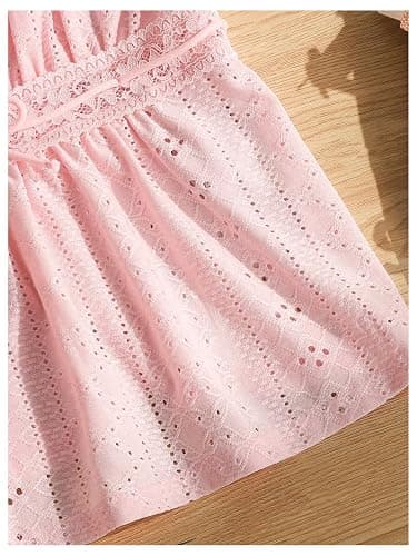 SOLY HUX Girl's Summer Lace Peplum Babydoll Top Square Neck Short Sleeve Tee Shirts Eyelet Cute Tops thumbnail 5