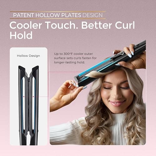 TYMO 2.0 Flat Iron Hair Straightener - Professional Long Ceramic Plate 2 in 1 Straightener & Curler for Fast Smooth Styling, Hair Straighteners for Women with Hollow Design to Boost Curls, 500M Ions thumbnail 3
