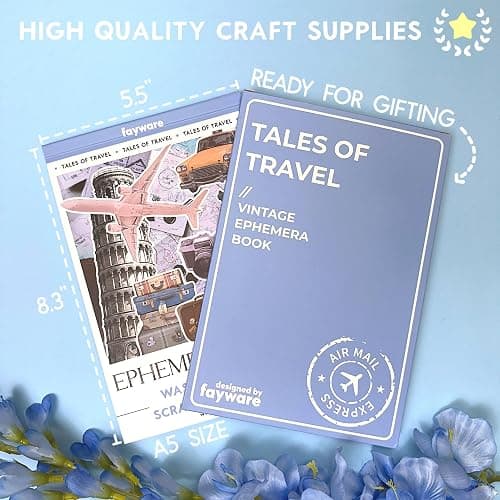 Travel Stickers for Scrapbooking & Journaling - Travel Scrapbook Supplies | 300+ Vintage Washi Stickers for Journaling, 20 Scrapbook Papers, FAYWARE Ephemera for Junk Journals thumbnail 2