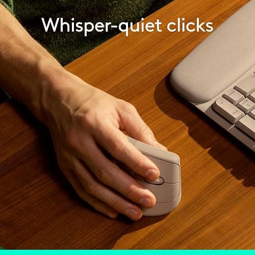 Logitech Lift Vertical Ergonomic Wireless Mouse - Sand | Connect via Bluetooth or included Logi Bolt USB-A receiver, quiet clicks, 4 of 6 buttons customizable, Windows Mac compatible thumbnail 7