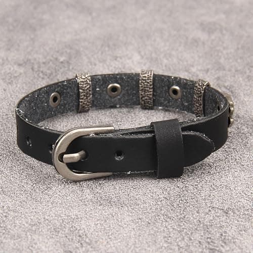 Jeilwiy Punk Leather Wristbands for Men Bracelets Handmade Wide Cuff Bangle Braided Jewelry Black Brown Adjustable - Punk Father's Gifts thumbnail 6