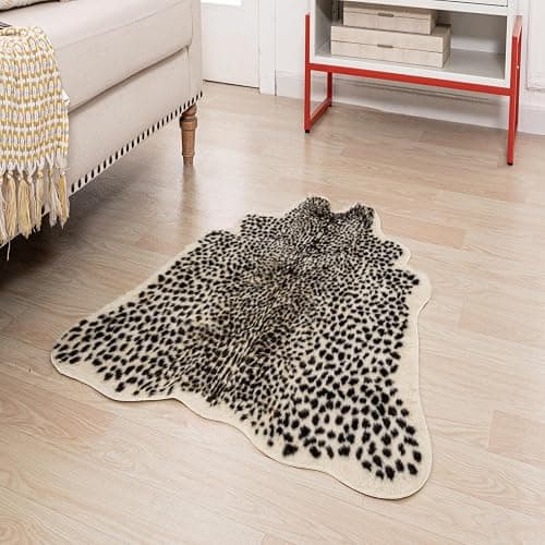 Leopard Print Rug, Faux Cowhide Cheetah Skin Rug Animal Printed Area Rug Carpet for Home Office, Livingroom, Bedroom thumbnail 2