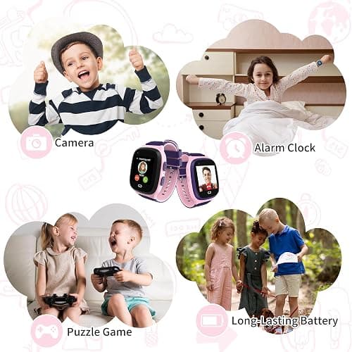 Tixpc 4G Kids Smart Watch Girls with GPS Tracker Location Video Call Cell Phone SOS Calling Voice Chat Camera Alarm Clock for Ages 5-12 Kids (Pink) thumbnail 6