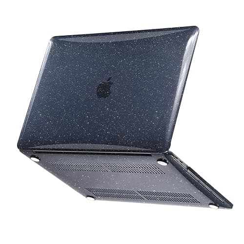EooCoo Glitter Hard Case Compatible with MacBook Air 13 inch M1 Chip 2021-2018 with Retina Display, Air 13.3 inch Plastic Protective Case + Keyboard Cover + Screen Protector, Sparkly Black thumbnail 9