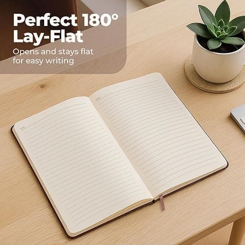 Lined Leather Bound Journal Notebook, A5 Hardcover - Brown 5.8x8.3" - Thick 300 Pages College Ruled Paper Journals for Men and Women - Personal and Professional Note Book for Writing & Journaling thumbnail 5