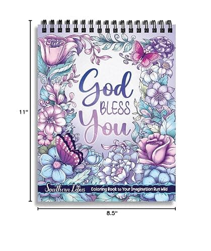 Flowers Patterns Hardcover Pages Poster God Bless You Spiral Coloring Book for Adults with Inspirational Bible Phrases Motivational Scripture Quotes Mindfulness Relaxing thumbnail 7