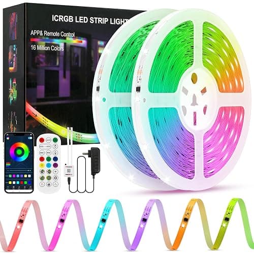 ERBTY Led Lights for Bedroom, IC+RGB 100FT(2 Rolls of 50ft) Strip Lights, 24Key Remote with App Control, Music Sync Color Changing Lights for Room Decor Party - Image 1