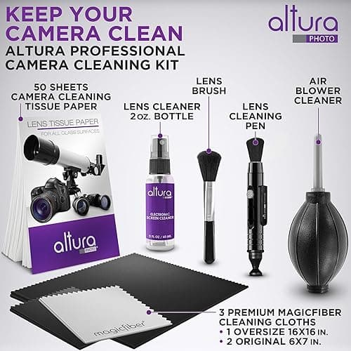 Altura Photo Camera Cleaning Kit - Camera Accessories Electronics Bundle - Lens Cleaner Spray, Brush, Pen, Cloths, Wipes, Air Blower - DSLR Photography Accessories Lens Cleaning Kit Photographer Gifts thumbnail 3