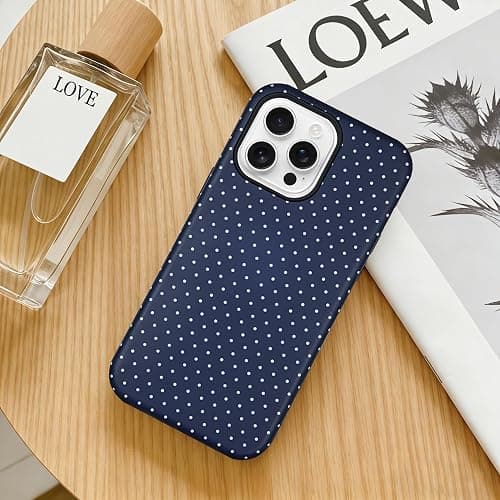 SenRiCase for iPhone 13/14 Case Cute Polka Dot Phone Case Compatible with MagSafe, Dual-Layer Shock Protection (Hard PC + Silicone) - Aesthetic Protective Phone Cover for Women Girls, Navy thumbnail 8