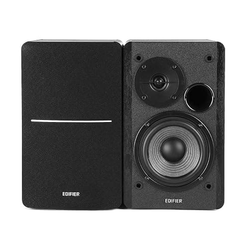 Edifier R1280DB Powered Bluetooth Bookshelf Speakers - Optical Input - Wireless Studio Monitors - 4 Inch Near Field Speaker - 42W RMS - Wood Grain (Black) thumbnail 3