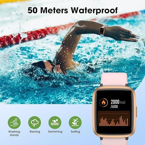 Fitness Tracker Watch with Heart Rate Monitor, Activity Tracker with Pedometer, Sleep Monitor, Calories & Step Counter, 5ATM Waterproof Smart Watch for Women Men Health Fitness Watch for Sports thumbnail 2