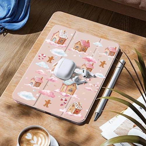 CozyNestCY Cute Christmas Gingerbread Case for 10.9 "Ipad 10Th Cartoon Pink Clouds Cover for Ipad Auto Sleep/Wake Anti-Slip Shockproof Soft Silicone Case Fashion Xmas Shell &Pencil Holder(Girl Women) thumbnail 6