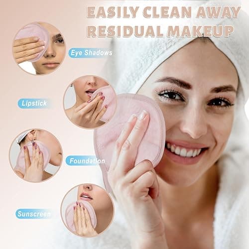 15 Pcs Reusable Makeup Remover Cloths, Ultra Soft Makeup Eraser Cloths for Face, Microfiber Makeup Remover Towels for All Skin Types, 5" x 5", Multicolor thumbnail 4