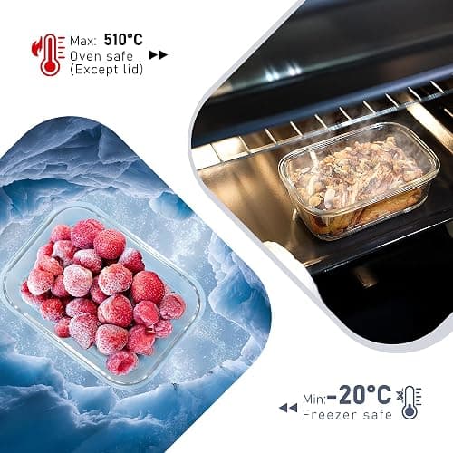 BOROHOUSE 10-Pack Glass Food Storage Containers with Tempered Lids – Borosilicate, Airtight, Oven-Safe (-4°F~950°F), BPA-Free, 4.4 & 1.6 Cup, Leak-Proof, Dishwasher Safe (Pink) thumbnail 4