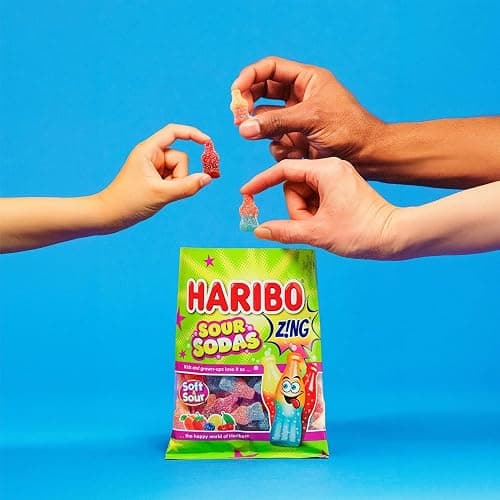 Haribo Sour Sodas Gummy Candy, 4.5 oz (Pack of 12) - Soft & Chewy Gummi Sweet Treats in Assorted Tangy Fruity Fusion Flavors, No Artificial Colors thumbnail 5