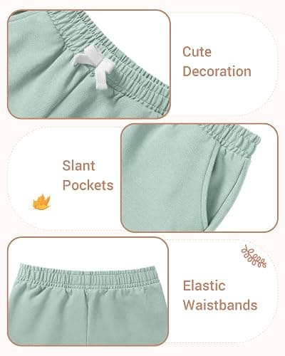 ZUEMET 3 Pack Baby Boys Shorts Toddler Unisex Pull On Jogger Shorts Girls Stretchy Cotton Pants with Pocket Size 18M-5T thumbnail 4