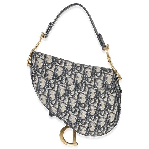 Dior, Pre-Loved Navy Oblique Mini Saddle Bag, Blue thumbnail 4