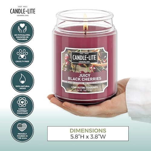 Candle-lite Scented Candles, Juicy Black Cherries, 18 oz Jar, Proudly Poured in The USA, Aromatherapy Candle, Single-Wick with 110 Hours of Burn Time, Perfect for Creating an Inviting Ambiance thumbnail 5