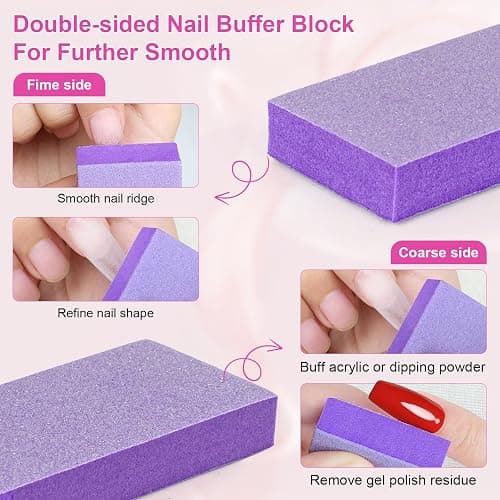 Canvalite Nail File and Buffer 100/180 Grit Emery Boards for Nails | Double sided emery board for gel prep, mini buffer block for smoothing, reusable nail care for beginners thumbnail 5