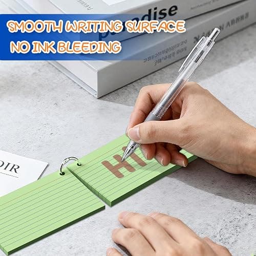 250 Count Colored Index Cards 3 x 5 Inch, Lined Flash Cards with Key Ring, Ruled Note Cards for Office Use, Portable Note Taking Study Flashcards for Home and School thumbnail 5