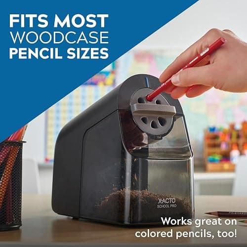 X-ACTO Pencil Sharpener, School Pro Electric Pencil Sharpener, With Six Size Dial, XL Shavings Bin, Black, 1 Count - Heavy Duty, Teacher and School Supplies thumbnail 4
