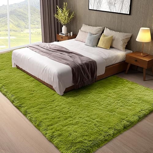Ophanie Green Rugs for Living Room 5x8, Grass Shag Fluffy Large Fuzzy Plush Soft Carpets, Floor Shaggy Area Rugs for Bedroom, Carpet for Kids Boys Girls Dorm Nursery Home Decor Aesthetic | Soft, Plush, Fluffy, Shaggy, Large, Fuzzy, Home Decor, Aesthetic, Kids, Girls thumbnail 5